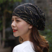 Female Spring Autumn Windproof Warm Confinement Cap Headscarf Women Summer Lace Rhinestone Breathable Sunscreen Sun Hat W54