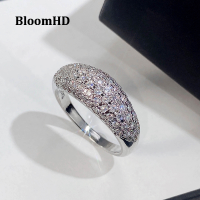 BloomHD เต็มปู CZ ผู้หญิงแหวนเงินวงแฟชั่นหรูหราหญิงแต่งงานหมั้นพิธีพรรคแหวน