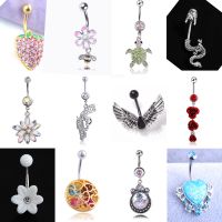 Luxury Cute Pink Strawberry Belly Button Rings Anti allergy Stainless Steel Sexy Lady Piercing Ombligo Body Jewelry For Women