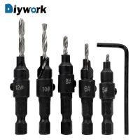 【✱2023 HOT✱】 hqdeeq Diywork 5Pcs 5 6 8 10 12 1/4สกรูหกเหลี่ยมสว่านงานไม้ชุดบิตสว่านเจาะไม้เจาะหลุมนำร่อง