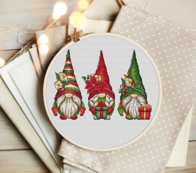 Counted Cross Stitch Kit  Happy Mouse Handmade Needlework For Embroidery 14ct Cross Stitch Christmas dwarf trio 33-24 Needlework