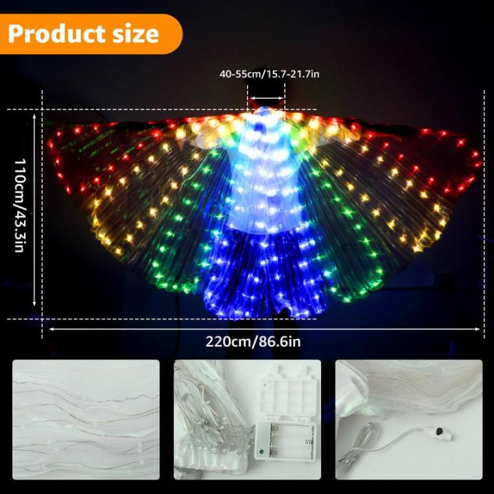 ไฟ-led-ปีกนางฟ้าแบบปีกผีเสื้อ-led-ของเด็กปีกผีเสื้อสว่างขึ้น2แท่งกล้องส่องทางไกลปีกนางฟ้าหน้าท้องแบบมีปีกปีกผีเสื้อสีสันสดใสปีกชุดเต้นรำสำหรับผู้ใหญ่