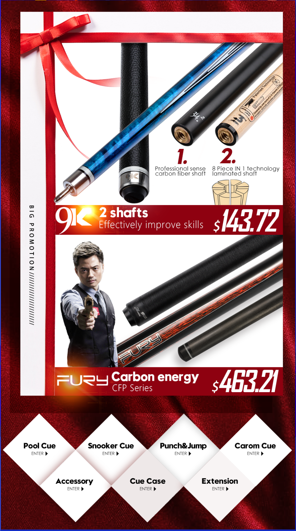Pool Cue Stick Kit Billiard Cue 11.5mm Tip Selected Maple Preoaidr 3142 Z2 