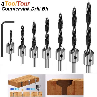 Countersink Drill Bit Set High Speed Steel For Wood Chamfer Boring Woodworking Tool Carpentry Reamer Counterbore Pilot Hole Cut
