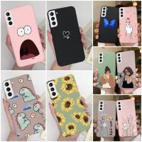 เคสสำหรับ Samsung S22อัลตร้าพลัส5G เคสแฟชั่นน่ารักลายแมวเดซี่ดอกทานตะวันฝาครอบโทรศัพท์ TPU ซิลิโคนนิ่มสำหรับ Samsung Galaxy S22 S 22อัลตร้าพลัสกรอบกันกระแทก Funda Capa เคสโทรศัพท์