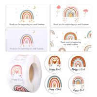 50pcs Rainbow Thank You Greeting Cards for supporting My Small Business 500pcs Happy Mail Sticker Labels Greeting Cards