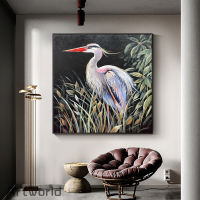 Barocco มือวาดต้นฉบับ Heron และ Bird Wall Art ภาพวาดสีน้ำมันงานศิลปะสมัยใหม่สัตว์ภาพวาดตกแต่งสำหรับห้องนั่งเล่นตกแต่งบ้าน