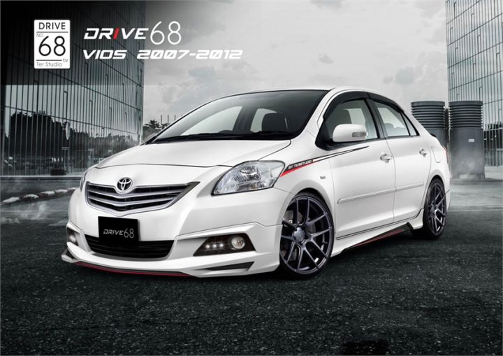 สเกิร์ตข้าง-สเกิร์ตข้างรถยนต์-vios-2007-2012-ทรงdrive-68-พลาสติกงานabs-งานดิบยังไม่ทำสี