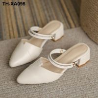 Sandals with thick with female in the summer of 2023 the new breeze gentle fairy baotou sandals French small high heels