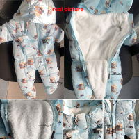 0-24M Winter Cartoon Baby Romper With Gloves 2021 New Boys Clothing Set Cotton Baby Girl Clothes Hooded Newborn Jumpsuit Outwear