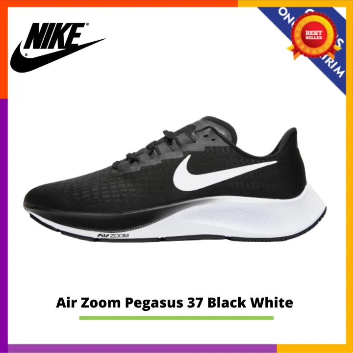 Sepatu Nike Air Zoom Pegasus 37 Black White PK Original - Sepatu