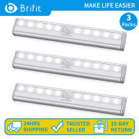 Brifit 3 PCS ไฟเซ็นเซอร์การเคลื่อนไหว LED DIY ได้อย่างง่ายดาย Stick ON Anywhere แบตเตอรี่ Powered ไฟกลางคืนไร้สายขั้นบันไดไฟตู้เสื้อผ้าบาร์