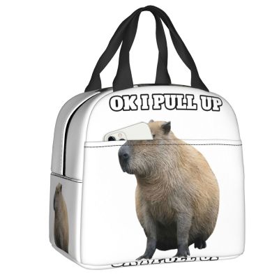 ﹊ Custom Ok Saya Pull Up Capybara Lunch Bag Women Cooler Warm Insulated Lunch Boxes for Children School
