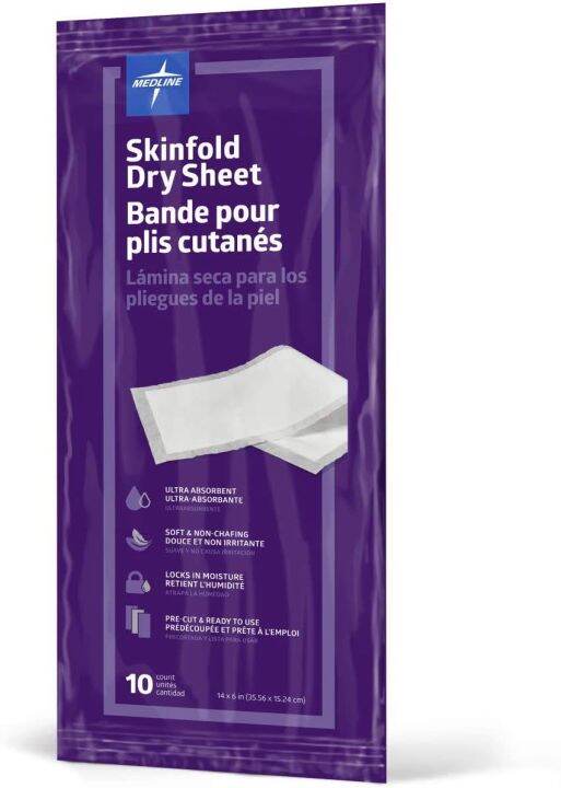 Medline Skinfold Dry Sheet, Skin Moisture Management, Soft, NonChafing