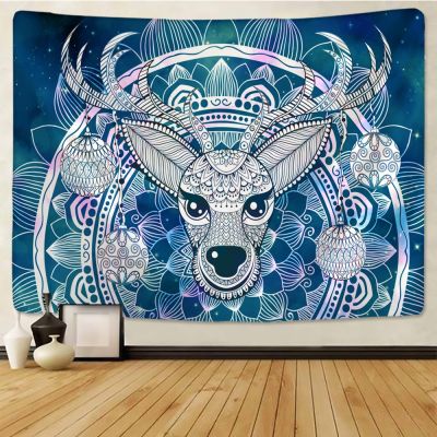 Cute Fawn Tapestry Christmas Reindeer Wall Hanging Bohemian Bedspread Blanket Dorm Home Decor mantas mandalas