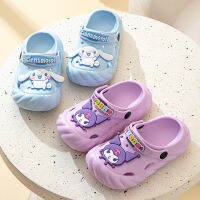 Sanrio Kuromi Cinnamoroll Crocs เด็กรองเท้าแตะ Kawaii อะนิเมะน่ารักฤดูร้อนกลางแจ้งชายหาดห้องน้ำลื่นรองเท้าของเล่นสาว