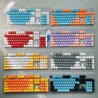 ชุดปุ่มกดสองสีสำหรับไฟแบ็คไลท์ Keycaps OEM 104คีย์ใหม่สำหรับเชอร์รี่ MX SWITCH 61/87/104คีย์คีย์บอร์ดแบบกลไกสีขาวม่วง