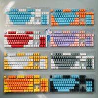 ชุดปุ่มกดสองสีสำหรับไฟแบ็คไลท์ Keycaps OEM 104คีย์ใหม่สำหรับเชอร์รี่ MX SWITCH 61/87/104คีย์คีย์บอร์ดแบบกลไกสีขาวม่วง