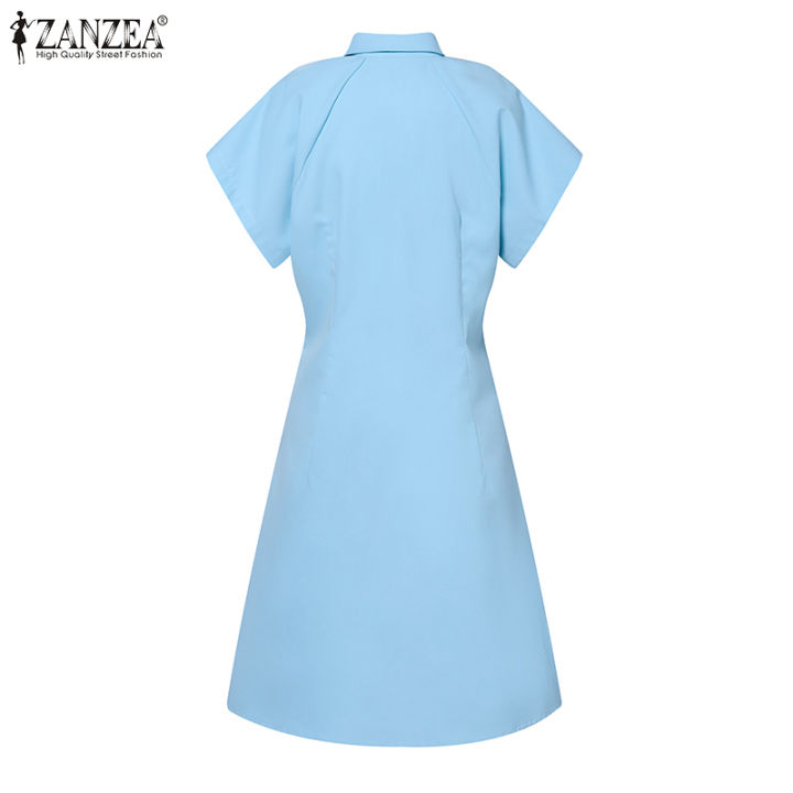 สินค้ามาใหม่-จัดส่งฟรี-fancystyle-zanzea-เสื้อผู้หญิงอเนกประสงค์คอปกพับลง-ชุดเดรสแฟชั่นอัดพลีทชุดเดรสเข้ารูป-15