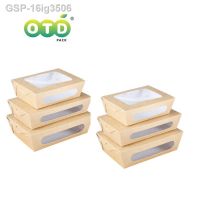 ❄16ig3506 Alta-Final Descartável Caixa Refeição De Kraft Com 2 Sushi Transparente Salada Janela Que Empacota A A Brown O Mealprep