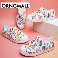 ORNGMALL รองเท้าวุ้นรองเท้าผ้าใบเด็กใส่ได้ทั้งชายและหญิงรองเท้าลุยน้ำมีรูสำหรับเด็กหญิงและเด็กชายใส่ในฤดูร้อนรองเท้าแตะรองเท้ากันน้ำสำหรับเด็กในลานเล่นกลางแจ้ง26-35