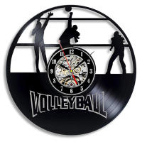 Volleyball Player Silhouette Vinyl Record Wall Clock For Teen Room Minimalist Clock Art Watch Hanging Timepieces Sport Girl Gift