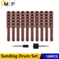 CMCP 100Pcs Sanding Drum Set 80 Grit 6.3512.7Mm Shank Sanding Bands With Sanding Mandrel For Dremel Rotary Tools เครื่องมือขัด