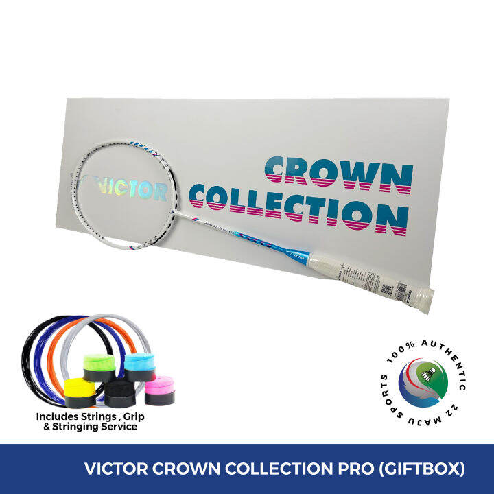 Victor Crown Collection Pro Badminton Racket Gift Box Set [Bright White]  - Unstrung