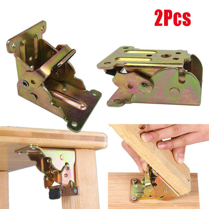 2 X Folding Table Chair Leg Hinge 90 Degree Self Locking Bracket Hinges ...