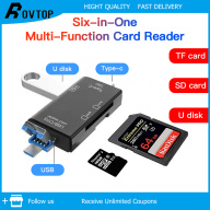 Rovtop Đầu Đọc Thẻ TF OTG USB Type C Micro USB Micro SD 6 Trong 1 Đa Chức thumbnail