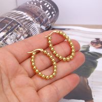 【CC】 Hgflyxu Gold Color Beads Small Hoop Earring for Oval Ear Jewelry  Fashion New