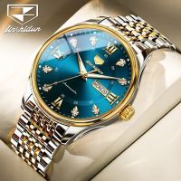 JSDUN 8939 Stainless Steel Band Men Wristwatch Automatic Mechanical Fashion Waterproof Watch For Men Calendar Week Display