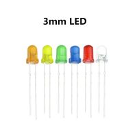 100pcs / lot F3 Ultra Bright 3MM Round Water Clear Green / Yellow / Blue / White / Red หลอดไฟ LED เปล่งแสงไดโอดไดโอด ชุด