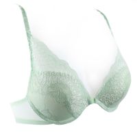 Annebra บราเสริมทรง ตะขอหน้า คอวี มีโครง เสริมฟองน้ำ Front Closer Push up Mold bra deep V Neck รุ่น AB1-579 สีเขียว