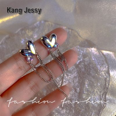 Kang Jessy สไตล์เย็นชาพู่ยาวรักต่างหูสาวฮอตหวาน s925 ต่างหูหรูหราระดับไฮเอนด์ดีไซน์เฉพาะกลุ่มเข็มเงิน