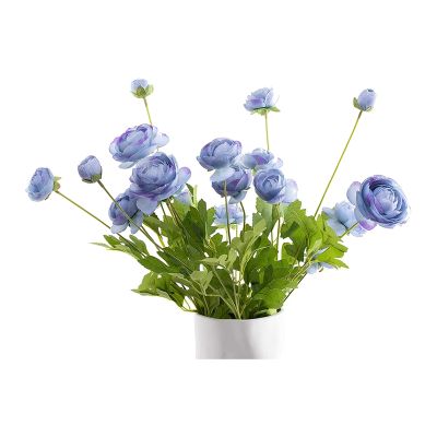 Artificial Silk Flowers Persian Buttercup Asian Ranunculus Celery Flower 5 Pcs,for Flower Arrangement Home Decor(Blue)