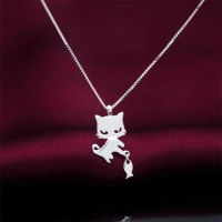 Cute Cat and Fish Personality 925 Sterling Silver Necklace Pendant for Women Girls Birthday Gifts Jewelry Mujer Anillos SN026