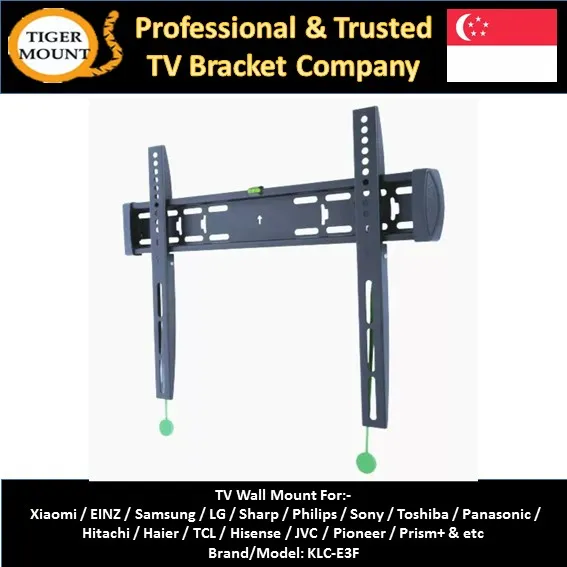 Fixed Wall Mount Tv Bracket Come With Safety String Simple Easy Universal Suitable All Brand For Vesa Within 60cmx40m Size 40 65 E3f Black Lazada Singapore - Hisense Tv Wall Mount 65
