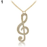 sunnyheart แฟชั่นสตรี Rhinestone Music Note แหวนจี้สร้อยคอยาว