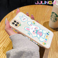 Jlingji เคส A22s M22 A22 Galaxy A22 5G เคสกระต่ายสีขาวน่ารักลายการ์ตูนสุดหรูทำจากซิลิโคนกันกระแทกกรอบด้านหลังเคสป้องกันเลนส์กล้อง