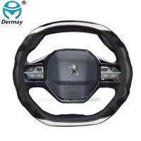 【YF】 for Peugeot 3008 4008 5008 DERMAY Car Steering Wheel Cover Carbon Fibre PU Leather 3D Non-slip Auto Accessories interior Coche