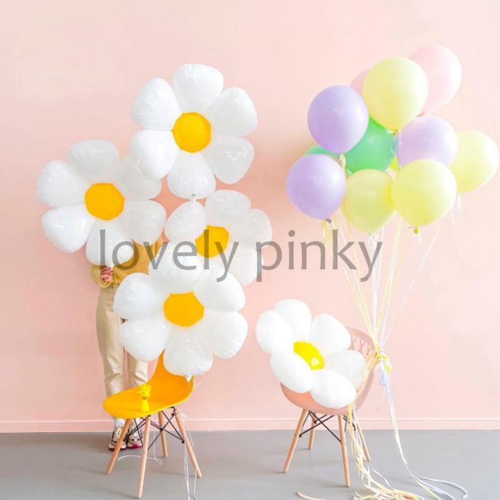 พร้อมส่ง-กโป่งดอกเดซี่-ลูกโป่งฟอยด์-daisy-flower-ballon-สีขาว-สไตล์เกาหลี-ลูกโป่งดอกไม-ins-style