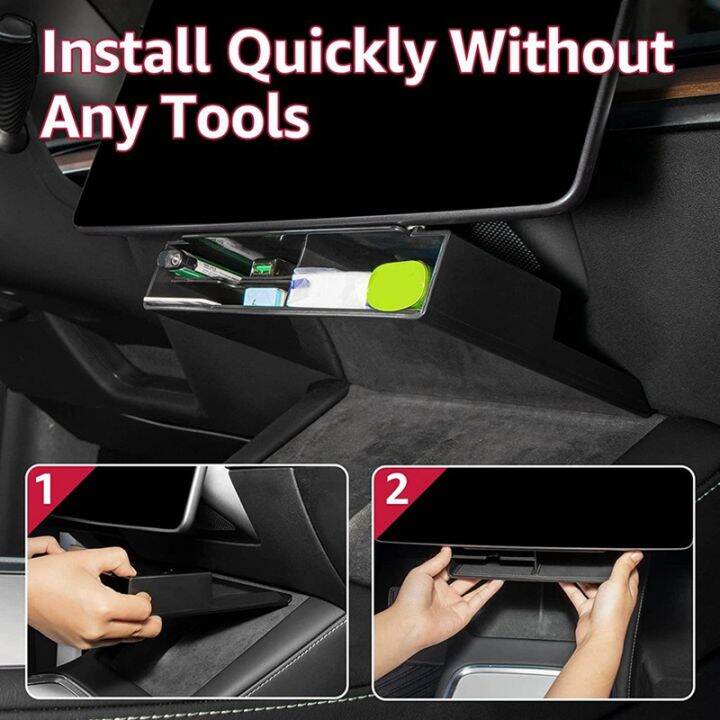 under-screen-storage-organizer-box-for-tesla-model-3-model-y-2021-2023-accessories-key-card-gadget-storage-large-space