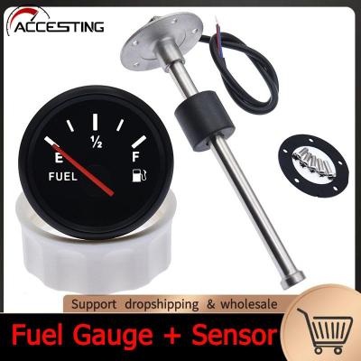 0-190 Ohm Fuel Level Gauge With Fuel Level Sensor 52mm Fuel Level Meter With Red Backlight Oil Indicator Range 100-500mm Sensor