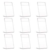 9Pcs Acrylic Display Stand L-shape Slanted Sign Holders Desktop Paper Menu Holder