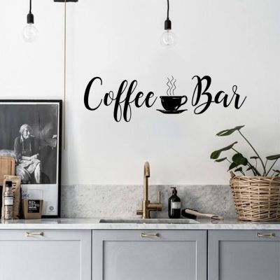 [24 Home Accessories] Coffee Bar Quotes Wall Decal Kitchen Home Wall Decor ไวนิลสติกเกอร์ไวนิล Design Coffee Bar Wall Mural Wallpaper