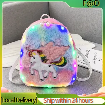 Cute Cartoon Middle School Student Bag Unicorn Girl Rainbow Pony Backpack, Fashion Backpacks