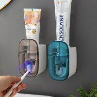 1 Toothpaste Dispenser Accessories Wall Mount Lazy Squeezer Toothbrush Holder