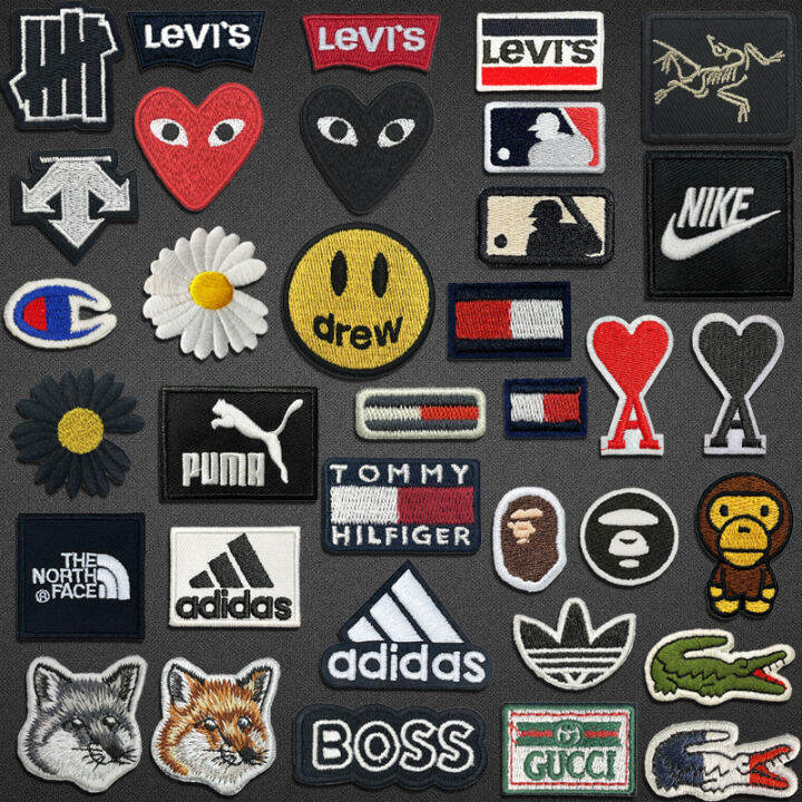 fashion brand small logo patch embroidery badge patch DIY handmade