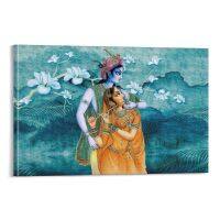 โปสเตอร์เทพเจ้าฮินดู ToMart Radha Krishna ลายพิมพ์ของขวัญผ้าใบศิลปะศาสนา (5) ผ้าใบวาดภาพโปสเตอร์และภาพพิมพ์ศิลปะบนผนังรูปภาพสำหรับการตกแต่งห้องรับแขกห้องนอน16X24นิ้ว (40X60ซม.) แบบเฟรม